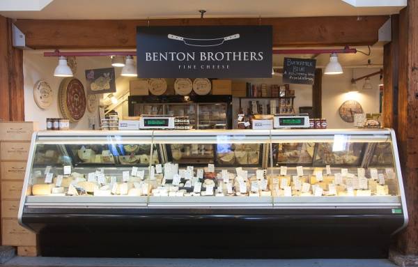 Benton Brother's Fine Cheese display case on Granville Island