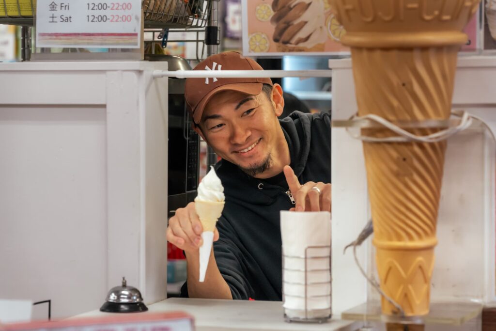 Yuzu soft served ice cream from Konbiniya